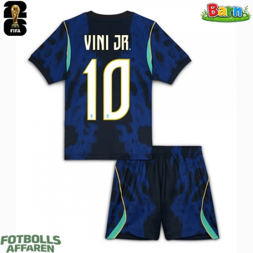 Brasilien Vinicius Junior #10 Bortaställ Barn VM 2026 Kortärmad (+ Korta byxor)